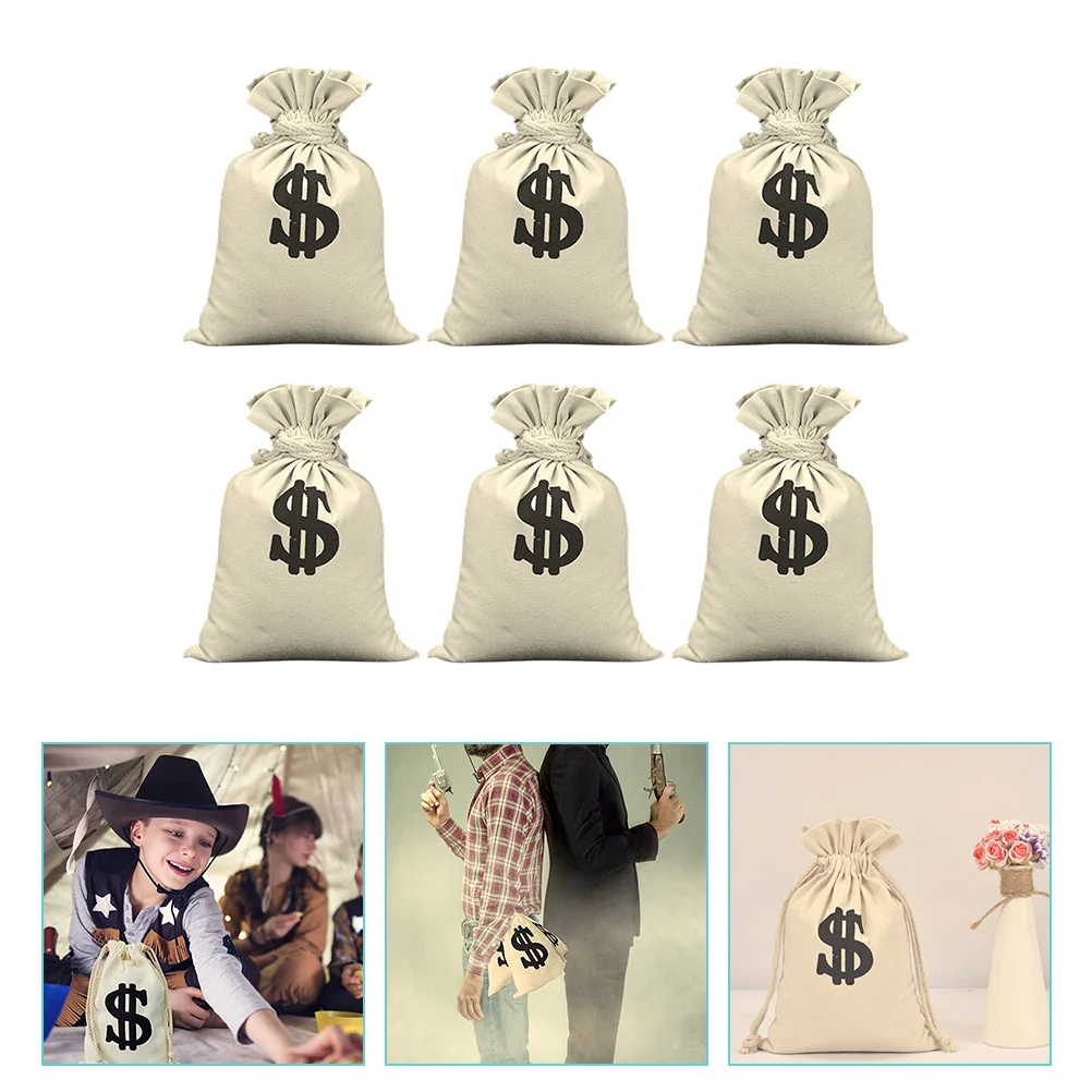 

Dollar Sign Money Bag Drawstring Bags Party Decorative Prop Storage Pouch Gift Costume Pouches Cotton Pirate Outfit