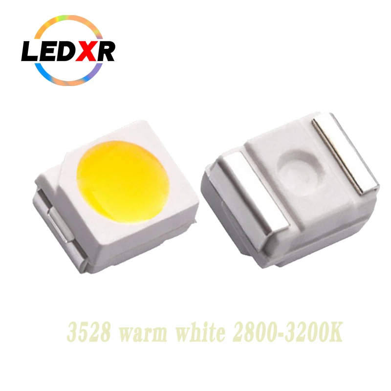 

100pcs super bright 3528 smd led lamp beads light-emitting diode 3528 warm white 2800-3200K 3.0-3.2V 20mA 6-7LM