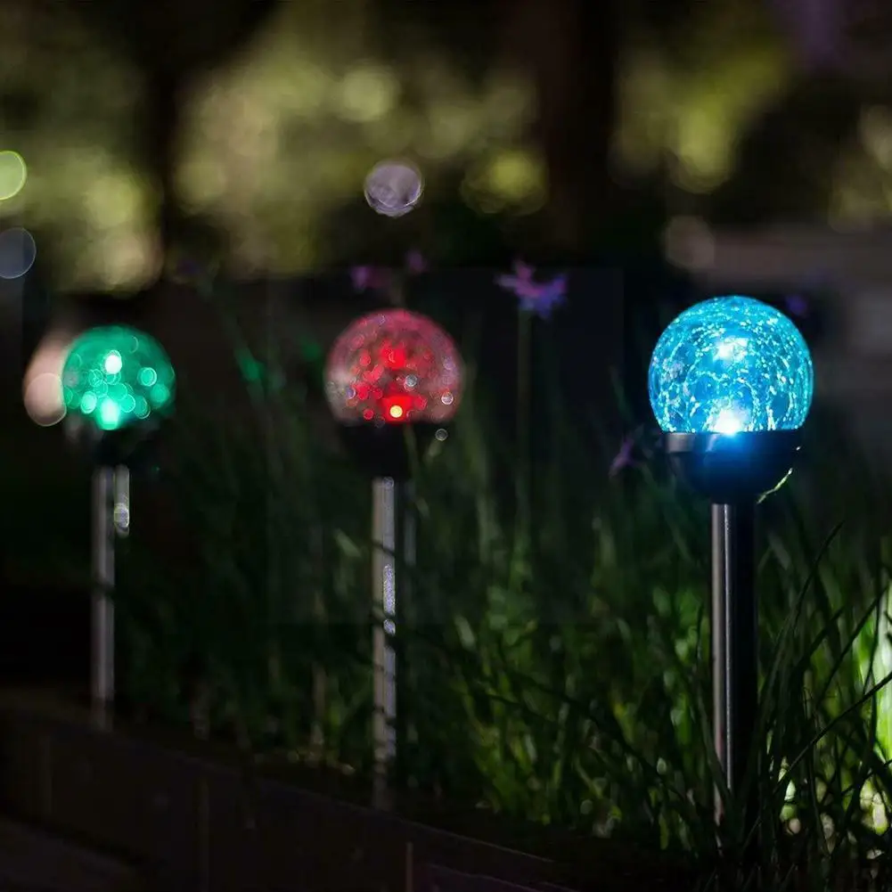 

Solar Lights Decorative Cracked Glass Ball Light 4.73" In-Ground Lights With 30 LEDs Waterproof For Garden Additional Light H7O0