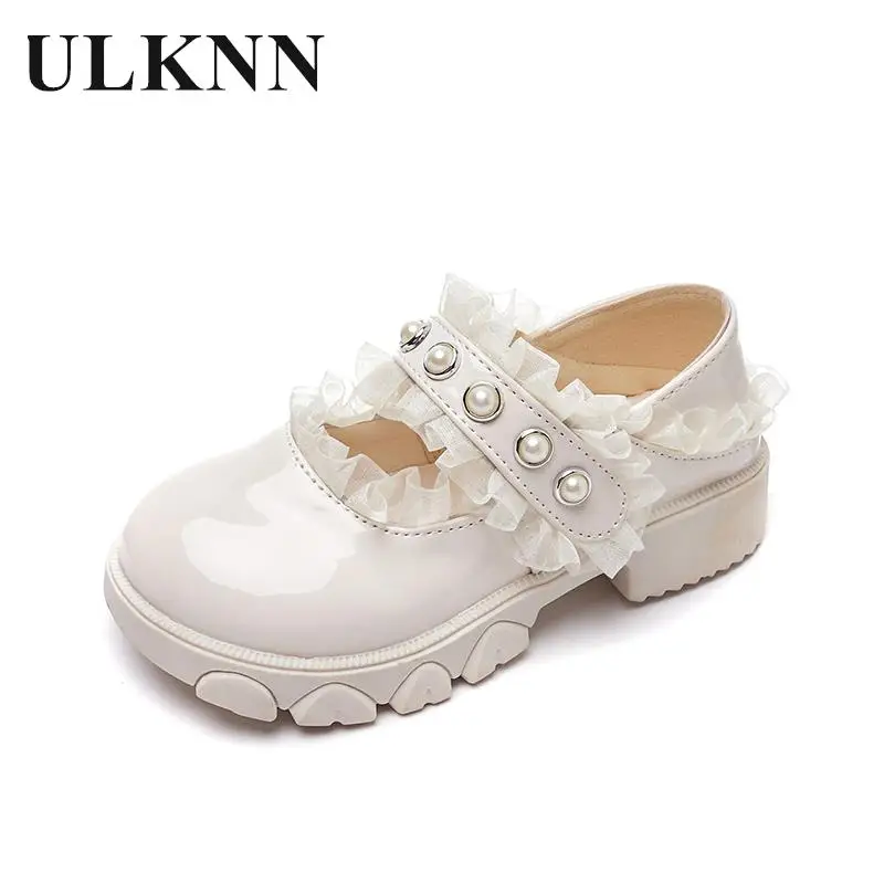 

Children's Shoes 2022 New Lace Princess Leather Shoe Girl Loafers Kids Leather Shoes Infantil Shoes For Kids Beading Flats