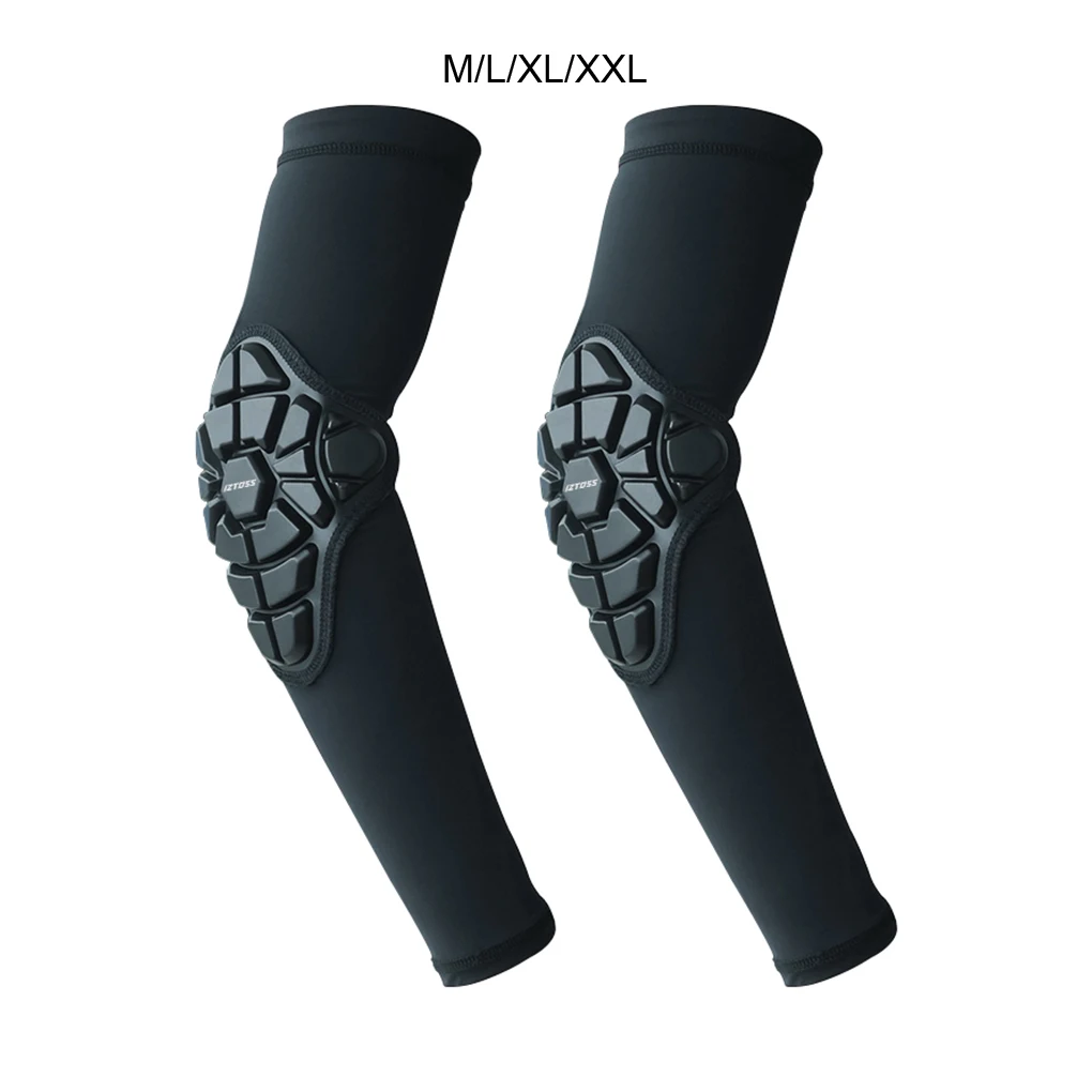 

2piece Elbow Pads Guards For Sports Protection - Comfortable And Durable Adjustable Fit Arms Sleeve black XL