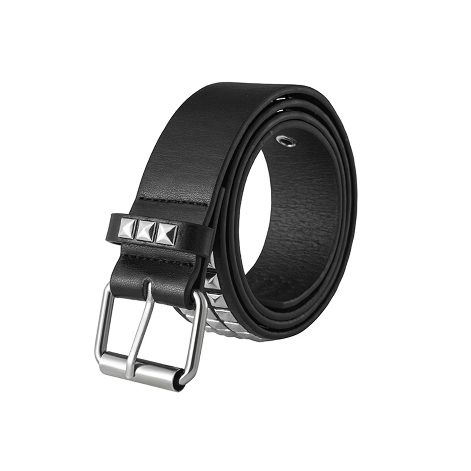 

Женский винтажный пояс из искусственной кожи с заклепками и металлической пряжкой, тонкие ремни для джинсов, платьев и брюк