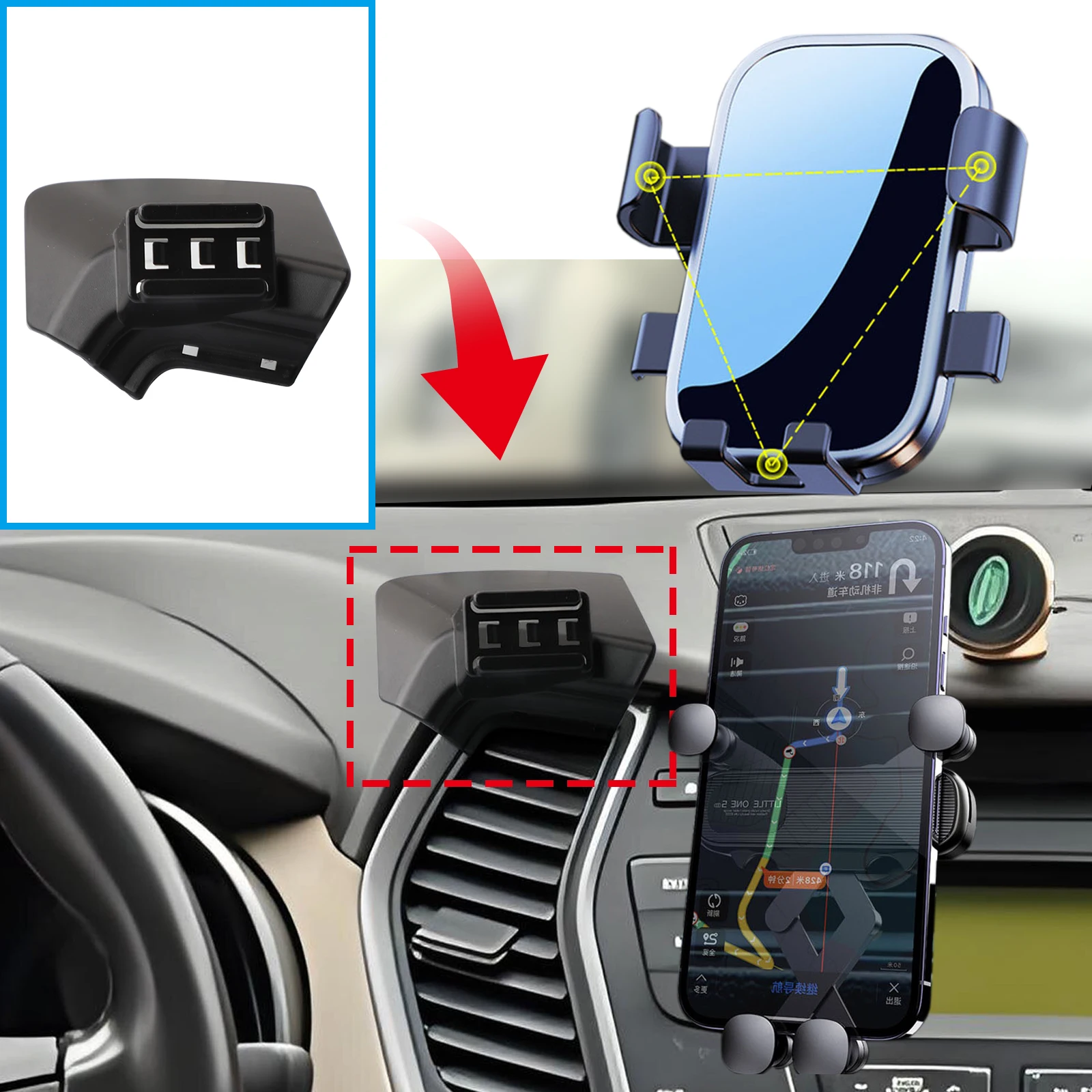 Фото Для Hyundai Santa Fe Santafe 2013 2014 2015 2016 2017, автомобильный держатель для мобильного телефона, аксессуары, GPS-кронштейн, навигационная подставка, авто №2