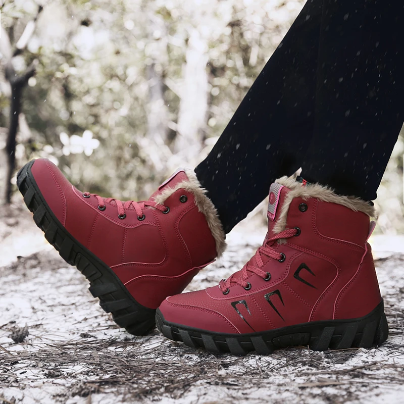 Super Warm Man Hiking Shoes Waterproof Winter Sneakers For Men Leather Hunting Tourism Mountain Shoes Lace Up Men's Winter Boots