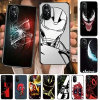 iron man spiderman clear phone case for huawei honor 20 10 9 8a 7 5t x pro lite 5g black etui coque hoesjes comic fash design