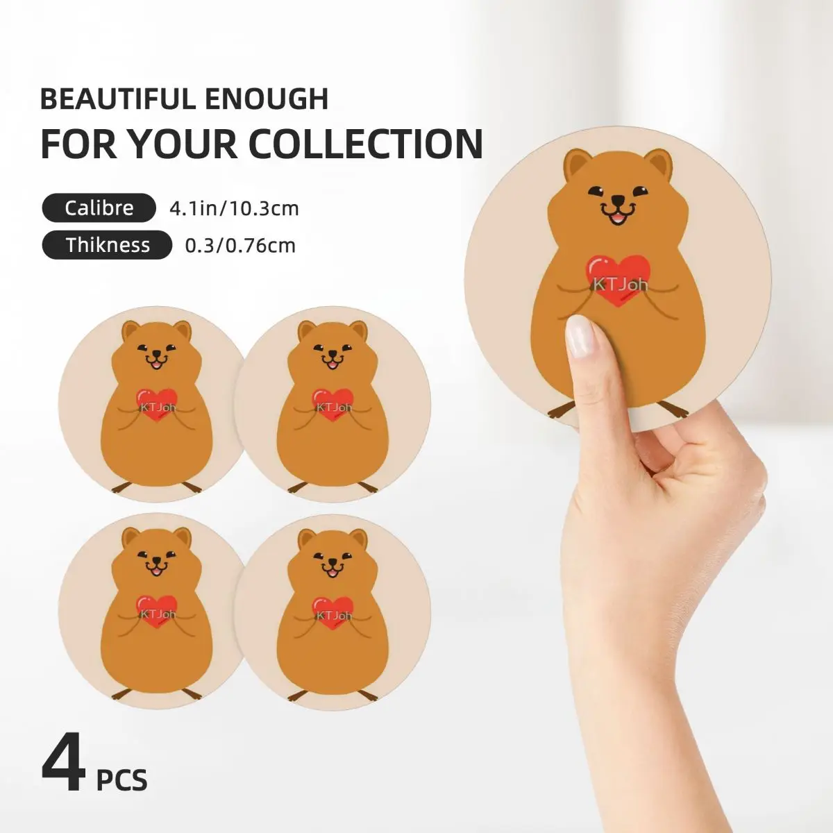 Керамические подставки Cute Quokka With Love 3 принадлежности для кухонного бара (4 шт. в