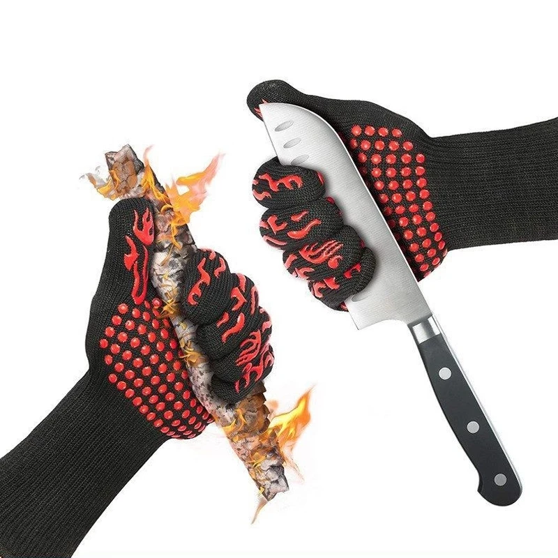 

BBQ Gloves Resistant To High Temperature 800 Degrees Oven Microwave Heat Insulation Flame Retardant Anti-scalding Gloves