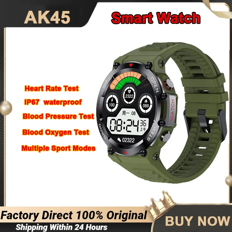 

AK45 Smart Watch Men Bluetooth Call Waterproof 100+ Sport Modes Fitness Tracker Heart Rate Monitor Smartwatch for Huawei Iphone