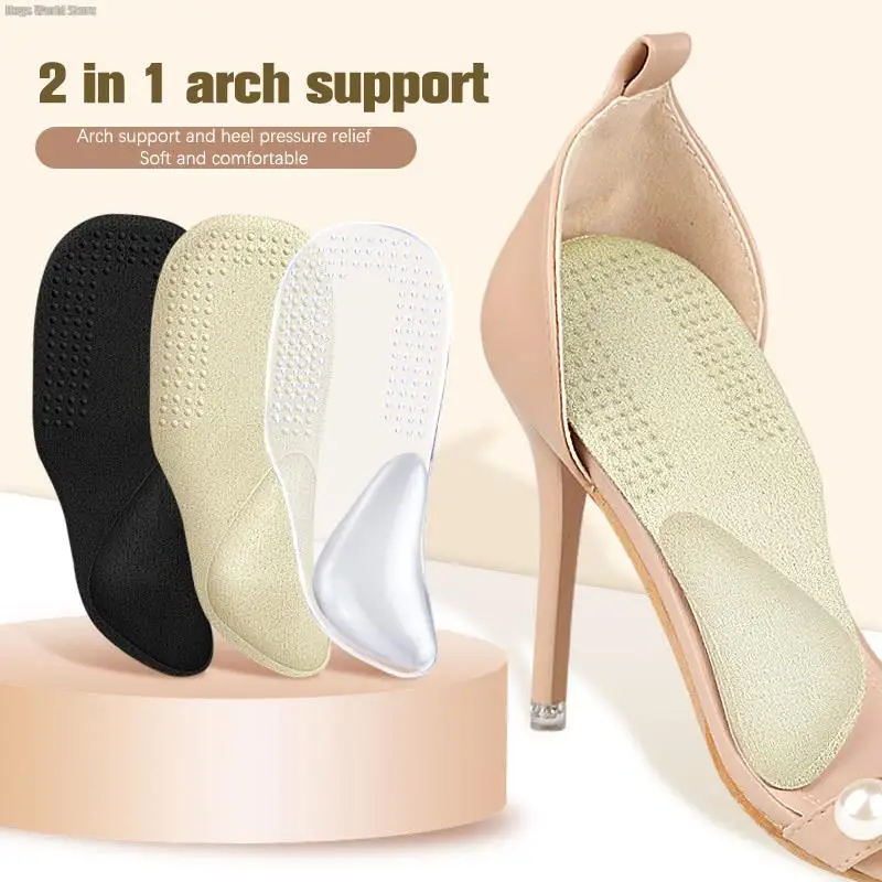 

1 Pair High Heel Arch Support Insoles Self-adhesive Invisible Anti-slip Shock-absorbing Sweat-absorbing Rear Orthopedic Rear Pad