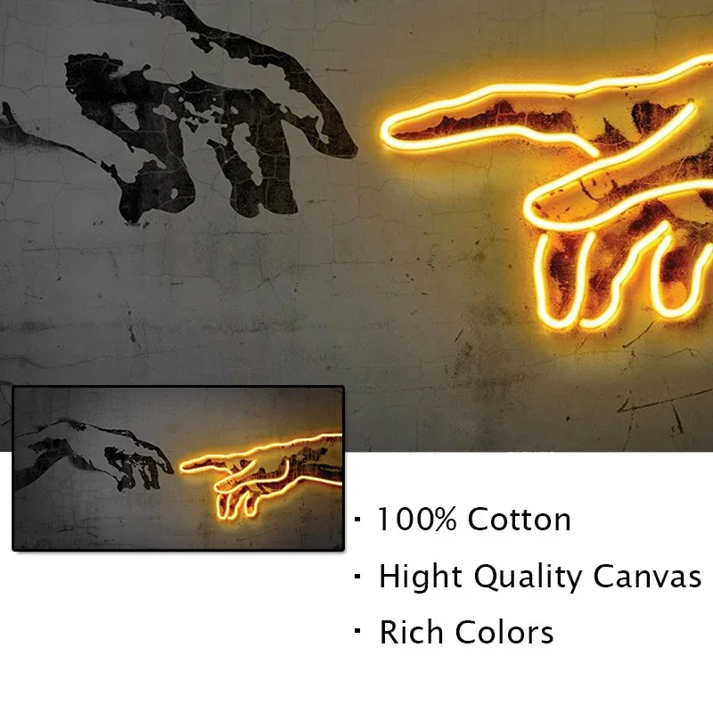 Настенный постер на холсте с эффектом неонового изображения знаменитостей