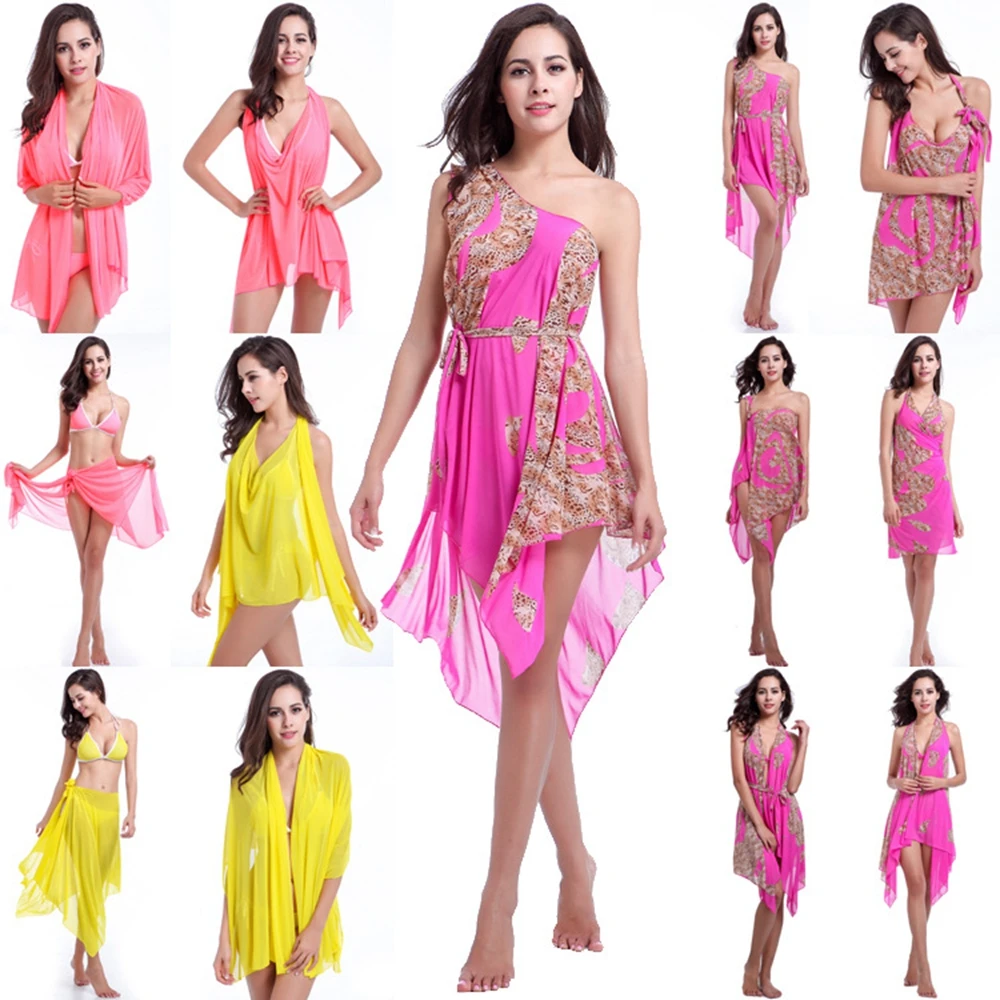 

Original Sexy Open Back Versatile Beach Resort Dress Fashion Multi dressing Dress Color matching bikini