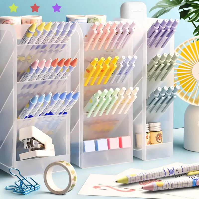 

Simple oblique pen holder pen holder storage box transparent pen box frosted ins desktop girl high-value student creativity