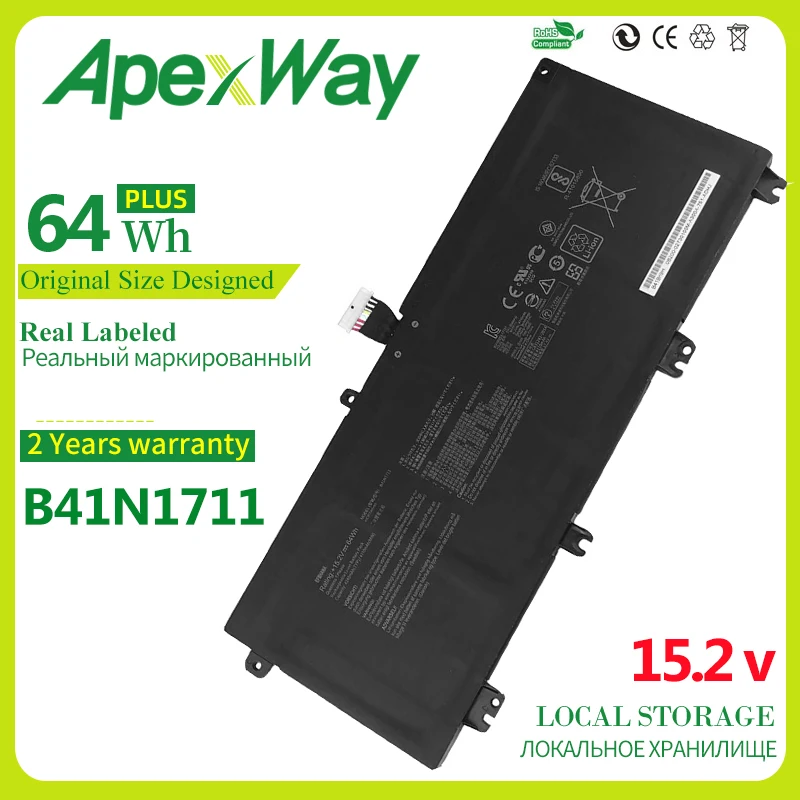 

ApexWay 64WH B41N1711 Laptop Battery For Asus Strix GL703VD GL703VM GL503VD GL503VM FX503V FX705DT FX705DD FX705DU FX705DY