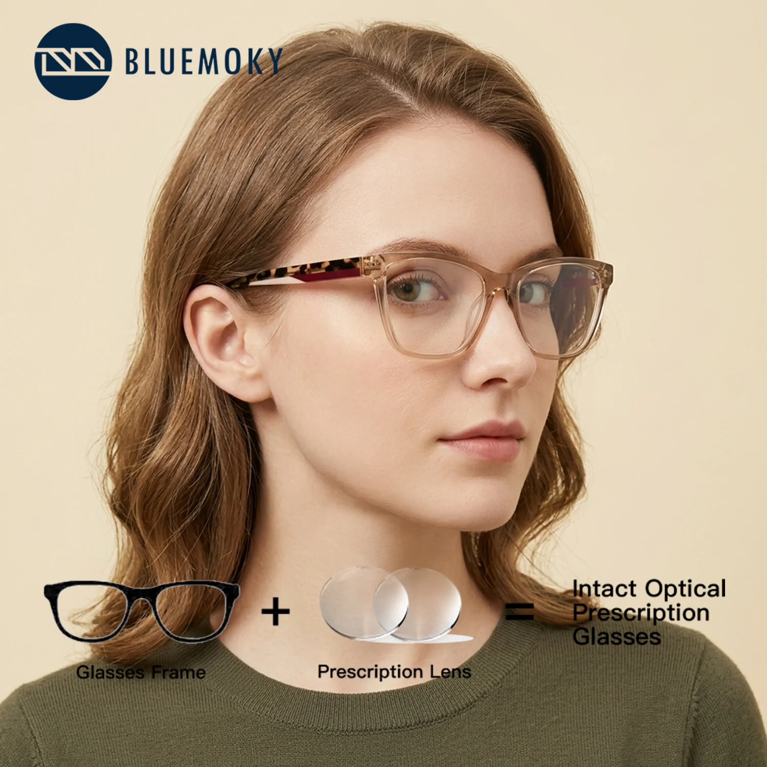 Фото Очки BLUEMOKY из ацетата для женщин, фотохромные, с защитой от синего света, оптические линзы с индивидуальным рецептом, очки по рецепту №1