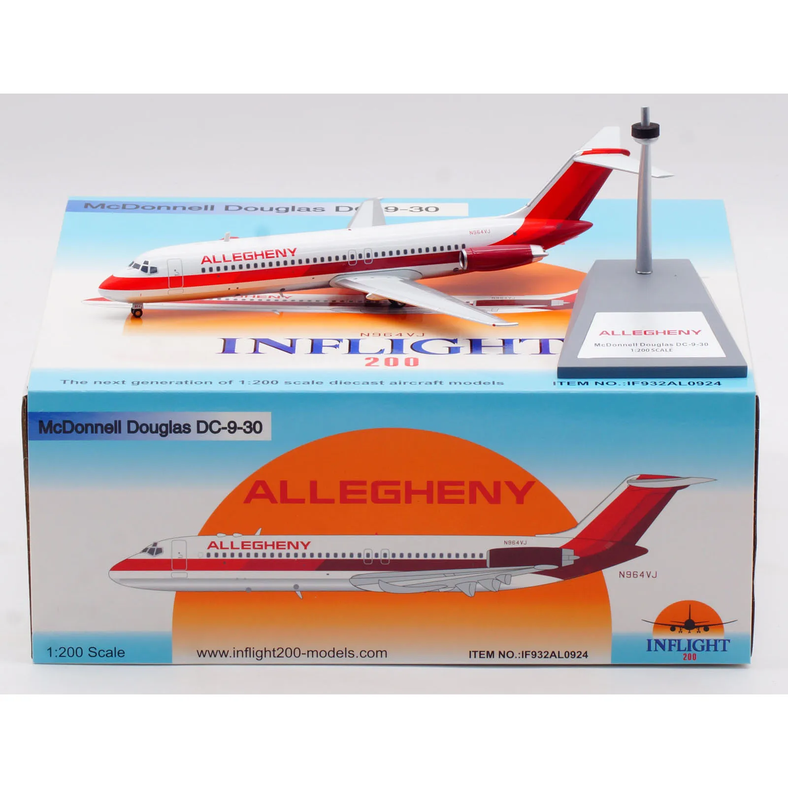 Фото Коллекционная модель самолета INFLIGHT 1:200 Allegheny McDonnell Douglas DC-9-31 из сплава, литая под давлением, N964VJ (IF932AL0924) №1