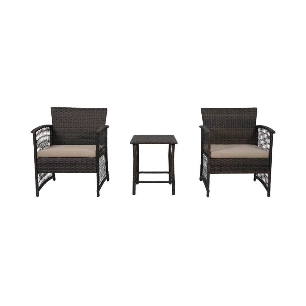 

3-Piece Outdoor Patio Seating Conversation Set, Coffee/Beige