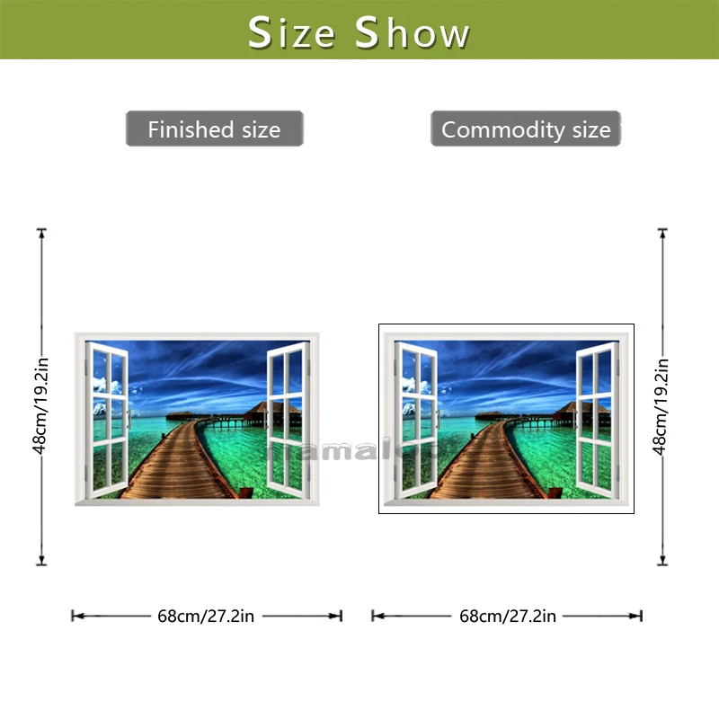 Креативная Съемная Настенная Наклейка с видом на море искусственное окно