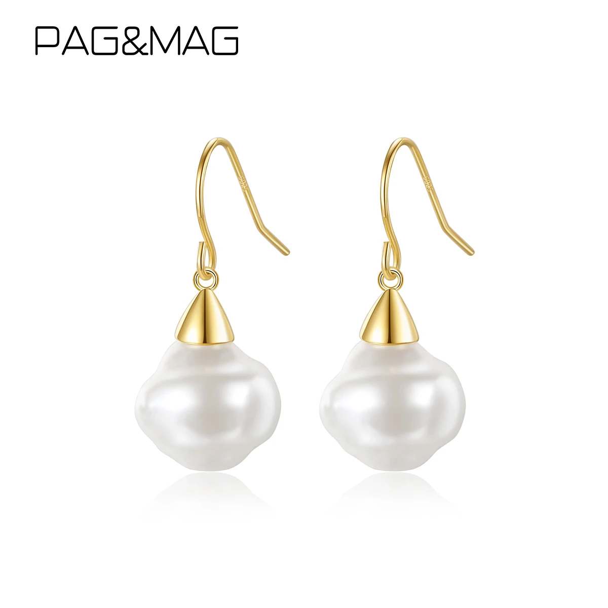 

Изящные серьги из стерлингового серебра 925 пробы с натуральным пресноводным жемчугом, серьги с белыми бусинами, крючок золотистого цвета, ж...