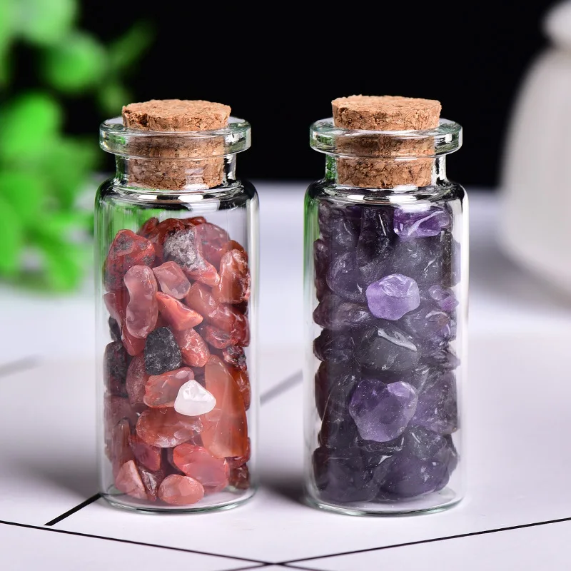 Дрифт-бутылка Reiki аметист розовый кристалл гравий стеклянная бутылка