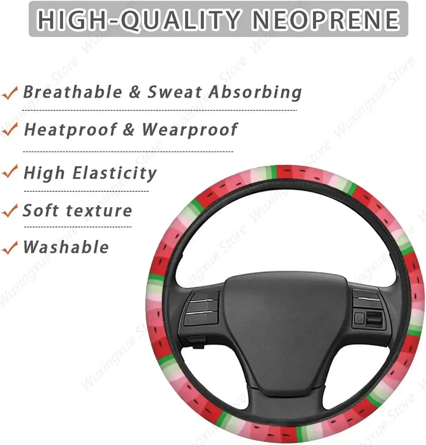 Coprivolante estivo anguria frutta antiiscivolo elasticità accessori auto protezione volante universale 15 pollici