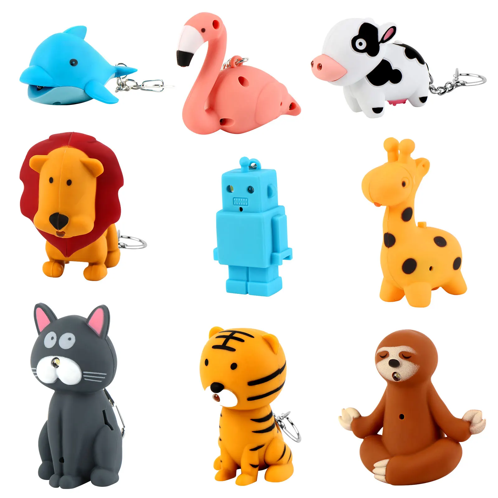 

Детский брелок-фонарик с животными 9 шт.