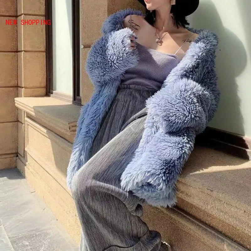 Women Teddy Coat Faux Fur Coat Women Casual Furry Thick Warm Long Faux Mink Fur Jacket Loose Winter Coats Manteau Femme Hiver