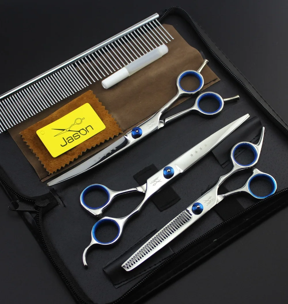 

3pcs Left Handed Scissors Hairdressing Professional Pet Supplies Comb Dog Grooming Hairdresser Cough Hair Barber Curved Beauty