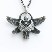 classic angel wings pendant necklace handmade seraphim pray pendant long chain neck for men women jewelry anniversary gifts