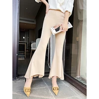 spring and summer new womens casual pants high end comfortable and elegant slim acetate satin high waist pants fishtail pants