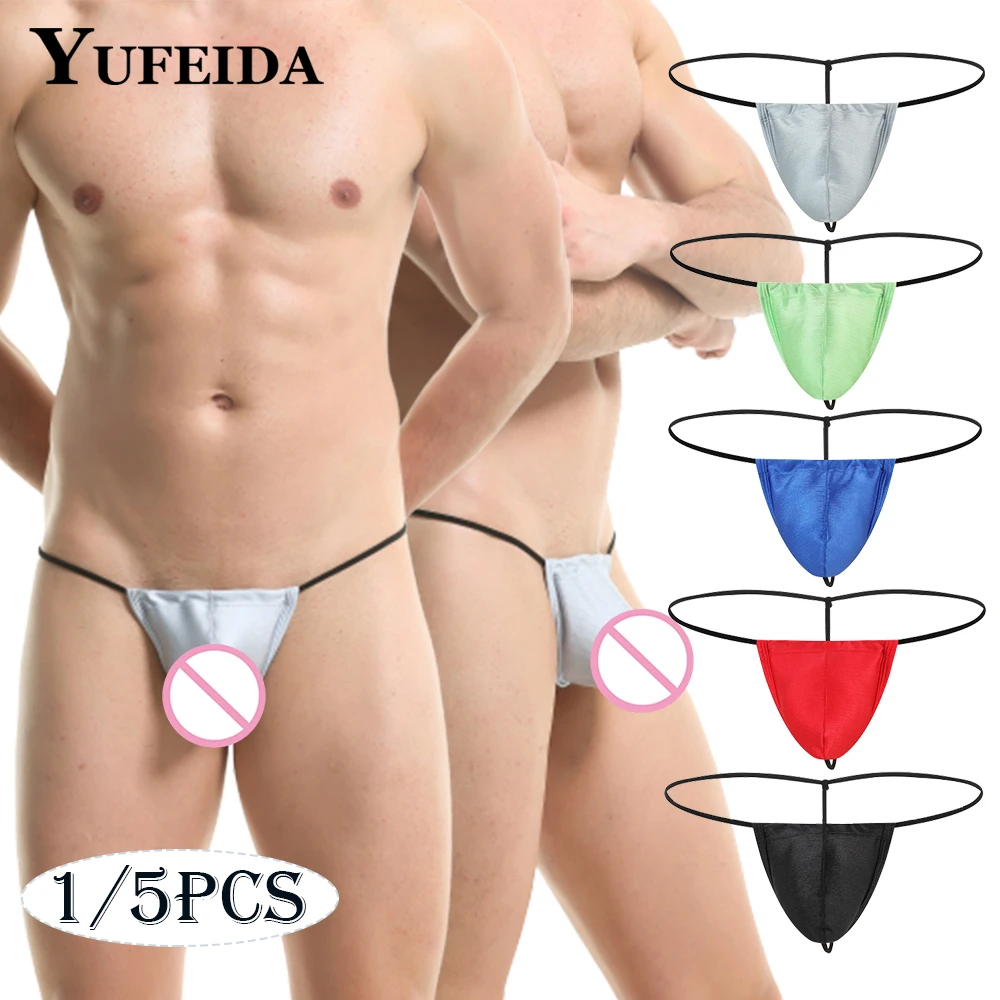 

YUFEIDA 1/5pcs Mens Sexy U Pouch Thongs Solid Color Underwear Male Penis Convex Low Rise Jock Strap Gay Panties T Back G-String