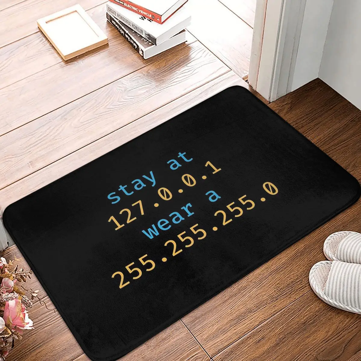 

Linux Bath Mat Corona IT Geek Stay At Home And Wear A Mask 127.0.0.1 255.255.255.0 Doormat Kitchen Carpet Outdoor Rug Home Decor