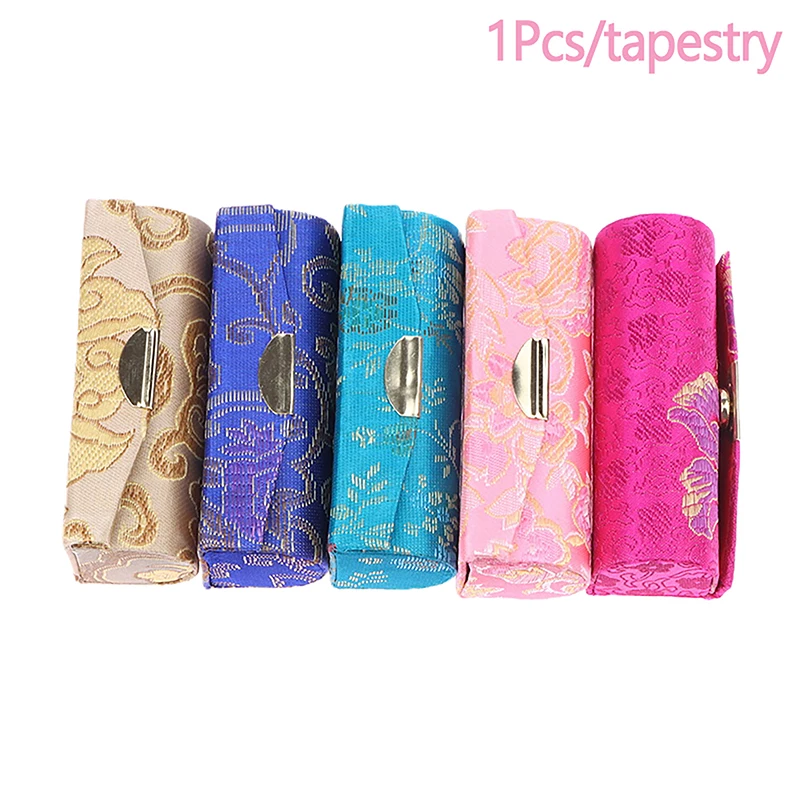 

Цветочная жаккардовая помада, женская коробка для драгоценностей, блеск для губ, косметичка с зеркалом, женская коробка для хранения косметики