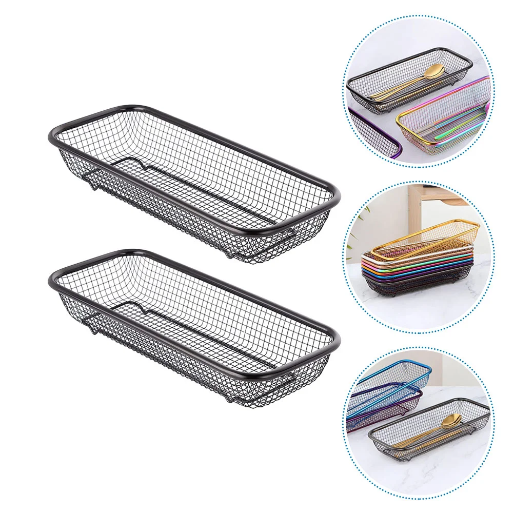 

Utensil Cutlery Tray Organizer Drawer Silverware Basket Flatware Drainer Kitchen Stainless Steel Mesh Holder Storage Container