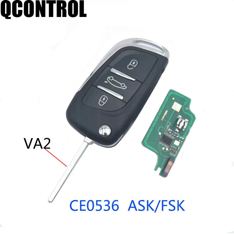 

QCONTROL Car Upgraded Remote Key 433MHz Fits for PEUGEOT /Citroen Partner ID46 CE0536 ASK/FSK,3 Buttons with VA2 blade
