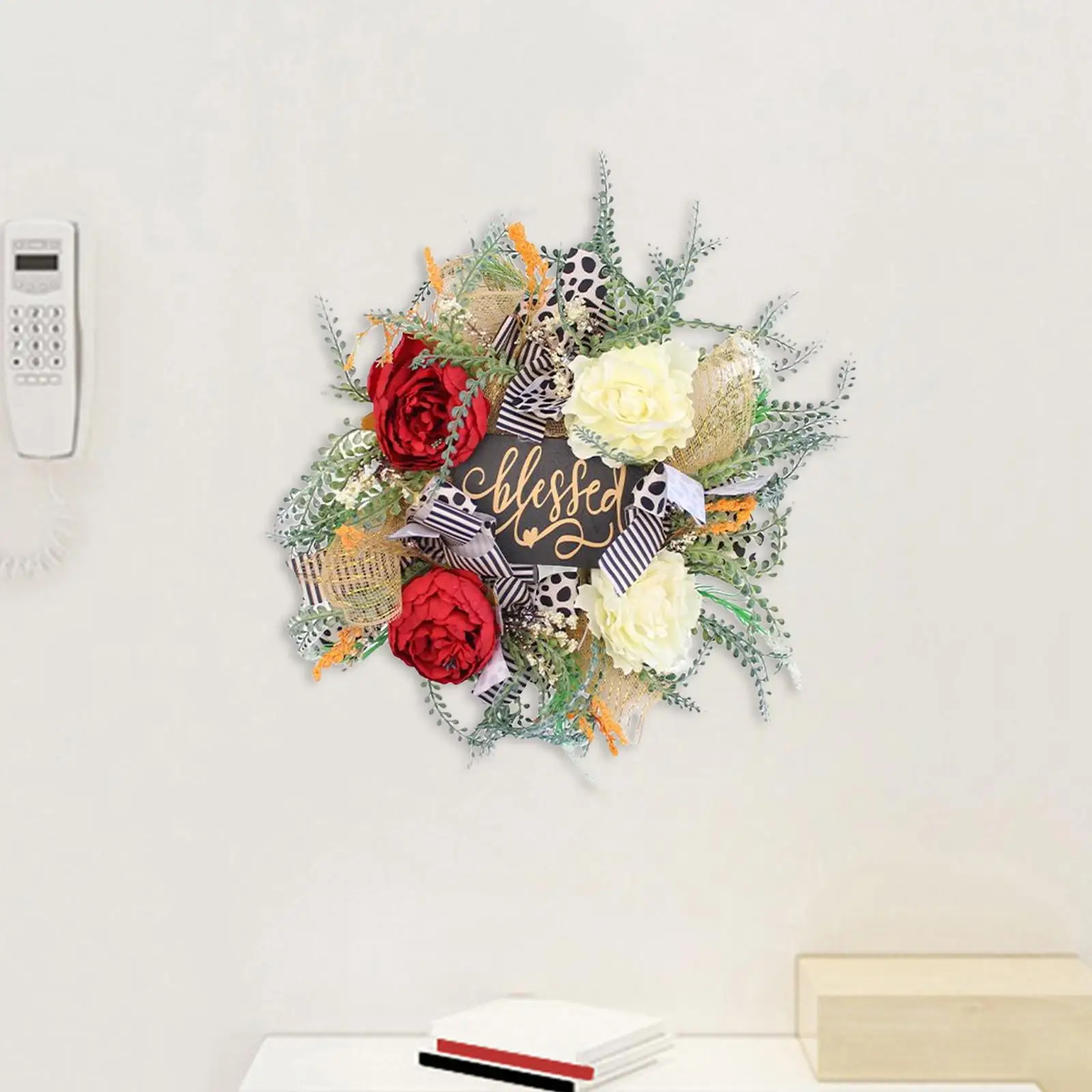 

Искусственный венок из роз, летний декоративный цветочный венок 16 дюймов