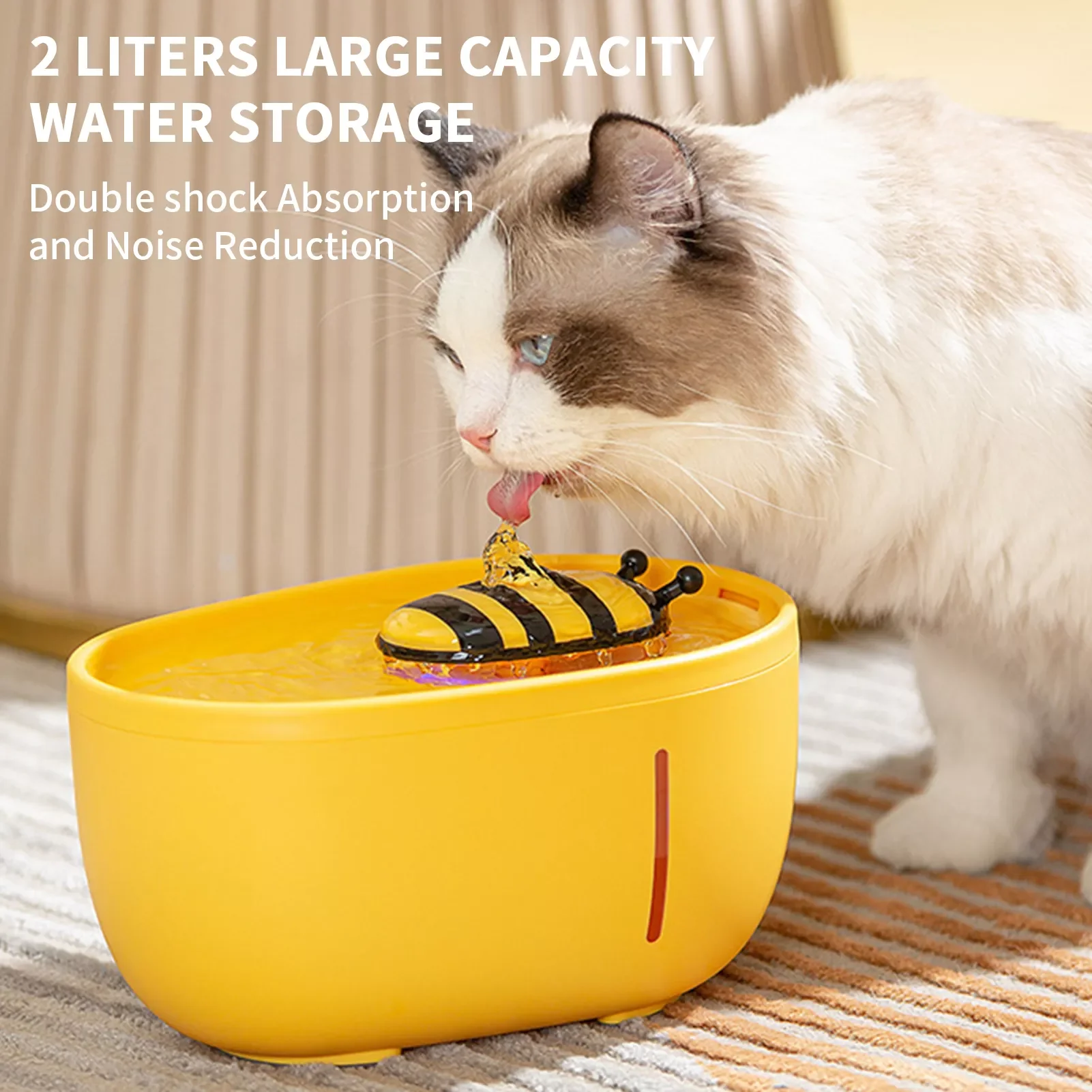 

Бесшумный фонтан, фонтан для домашних животных со светодиодным индикатором, 2 л