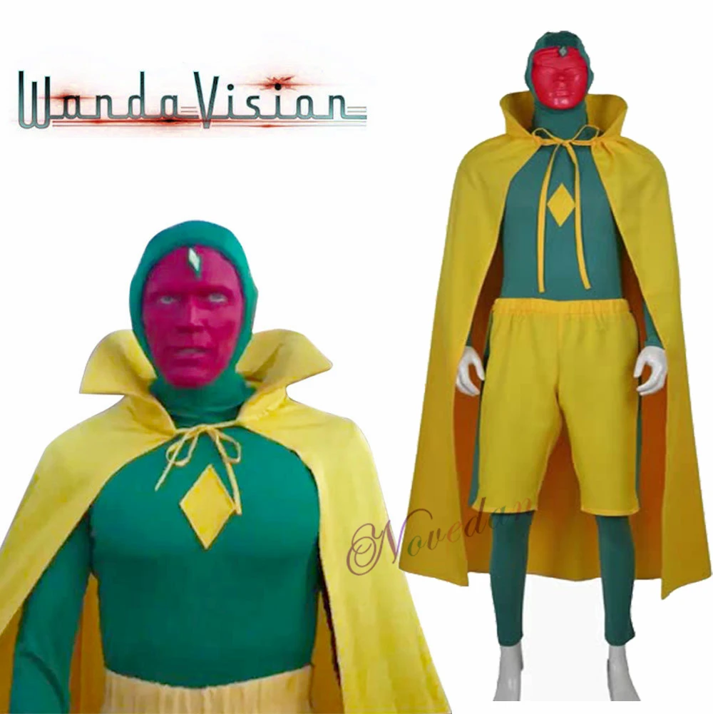 Wanda Vision Costume WandaVision Superhero Cosplay Bodysuit Jumpsuit Cloak Outfit Party Fancy Dress Halloween Suit