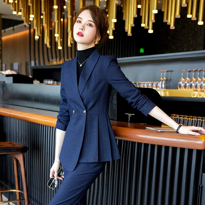 IZICFLY New Fall Spring Asymmetrical Suits For Women 2022 Slim Office Outfits Business Blazer And Pant Sets Work Wear Two Piece