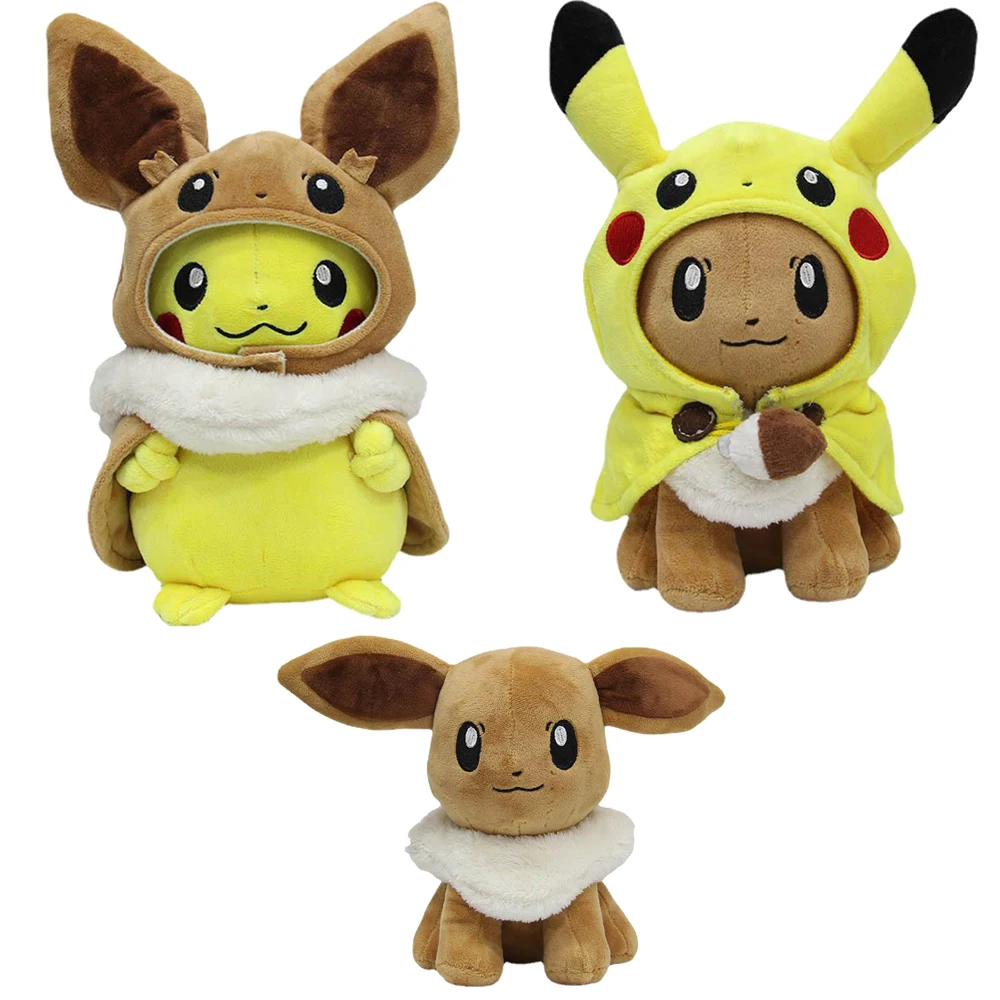 

Pikachu Eevee Plush Doll Toy Pokemon Plush Doll Toy 30cm Height Kawaii Cross Dressing Christmas Birthday Gifts for Kids.