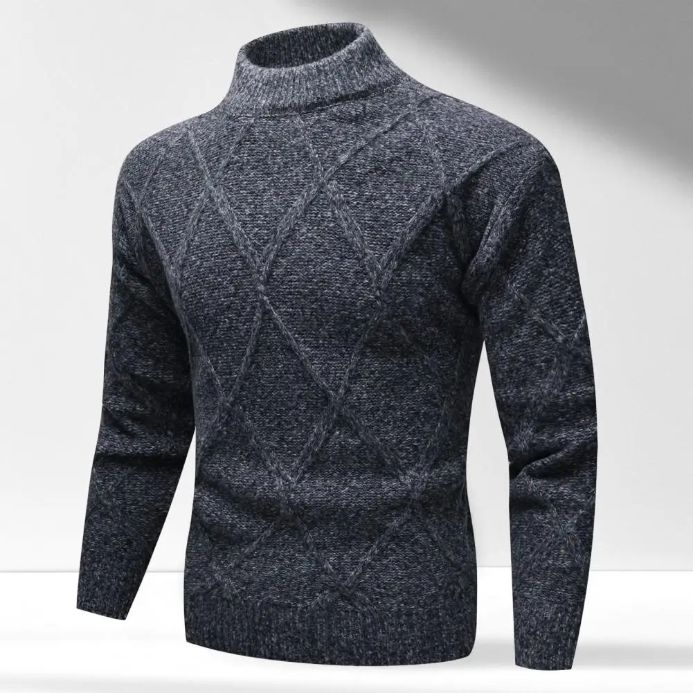 

New Male/Men's Sweater Fashion Pattern Half Turtleneck Slim Fit Knitwear Autumn Winter Coldproof Knitting Pullover Streetwear