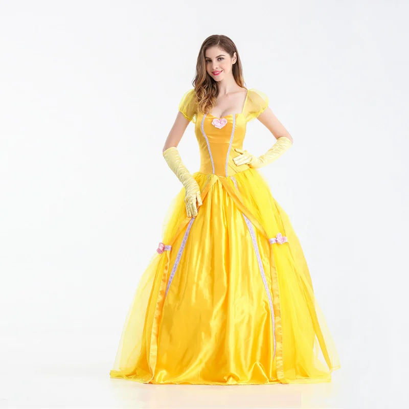 

Women Beauty and Beast cosplay costume Fairy Tale princess belle Costume For Halloween Costume fancy Costume Suit Plus Size