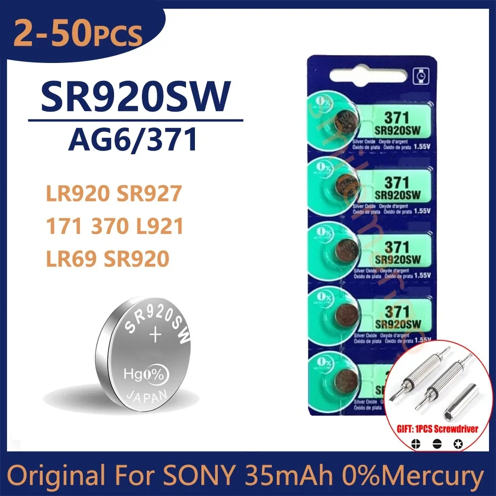 Фото Батарейки для часов и игрушек SONY AG6 371 SR920SW LR920 SR927 171 370 L921 LR69 SR920 №1