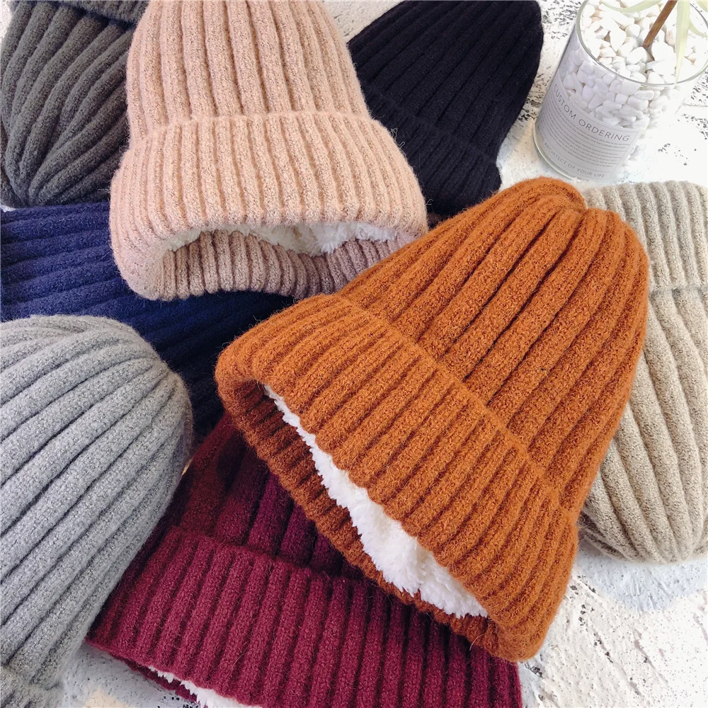 

Winter Plus Velvet Warm Woolen at for Men Women All-matc Knitted at Tickened Outdoor Ski at Leisure Beanie orros