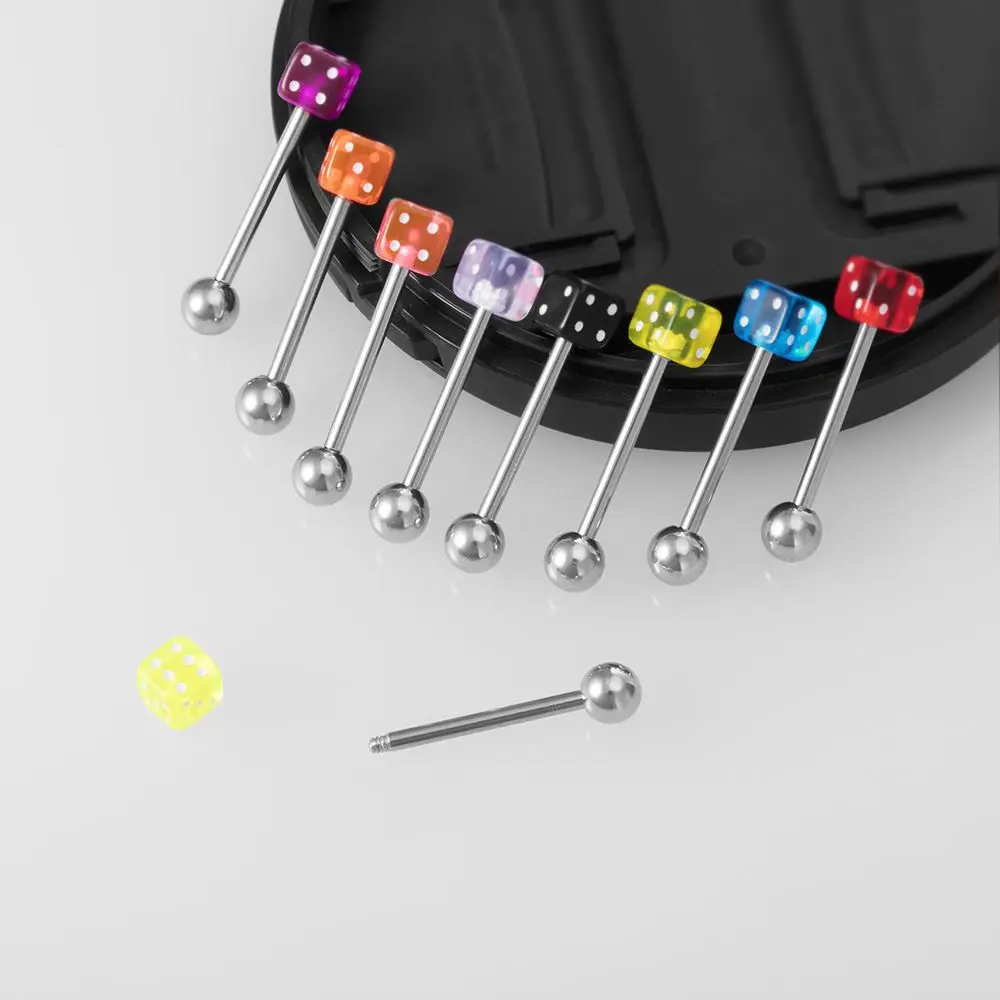 

9 Color Suit Barbell Capsule Tongue Puncture Piercing Pin Jewelry Dice Ball Earrings Tongue nail Ear Studs Body Jewelry
