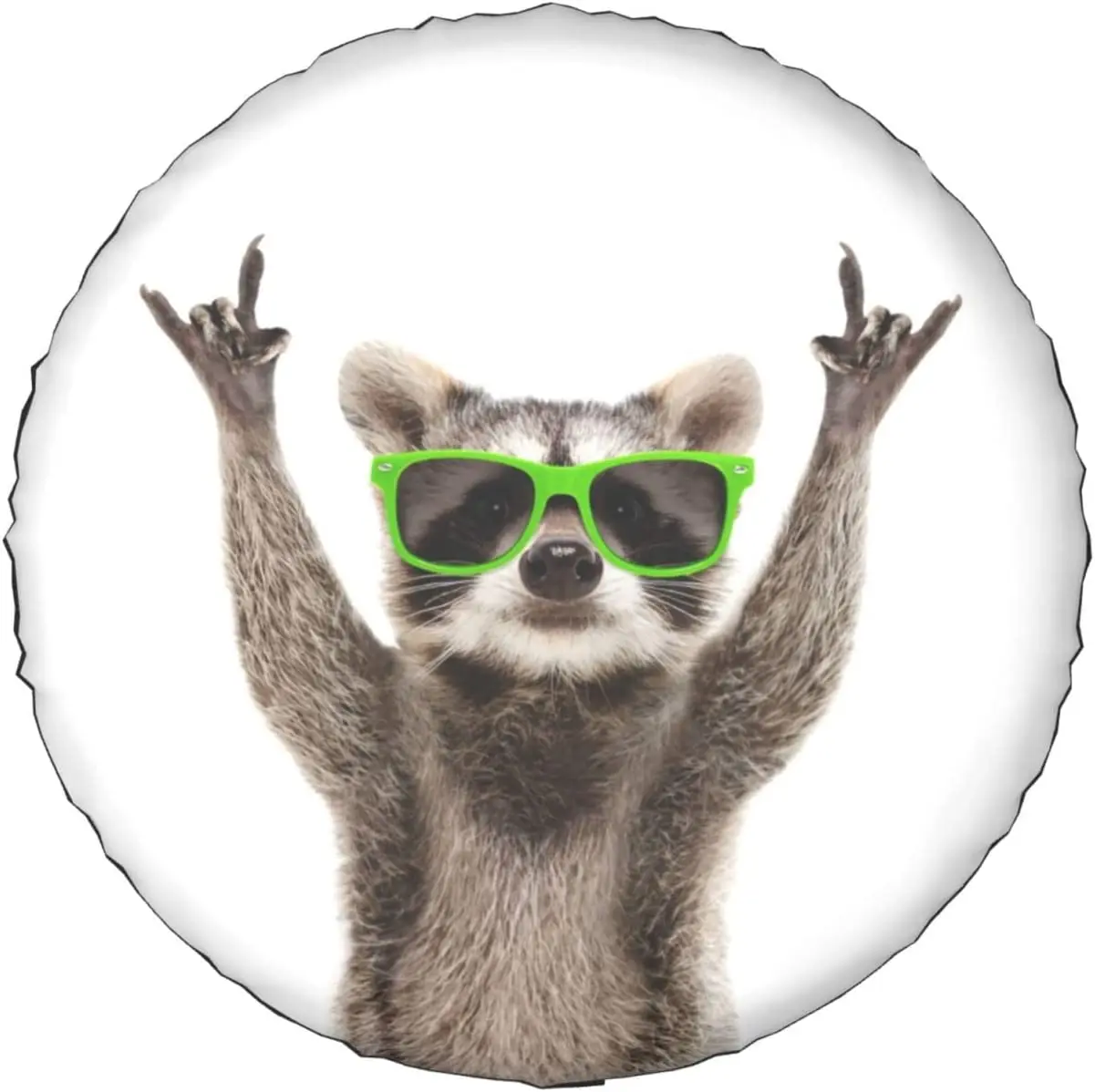 

Funny Raccoon Green Sunglasses Pattern Print Spare Tire Cover Waterproof Dust-Proof UV-Proof Wheel Tire Covers