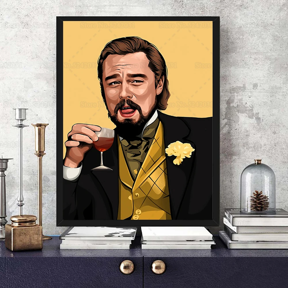 Кельвин Кэнди Лео Смеющийся плакат Джанго мем забавная Картина на холсте по