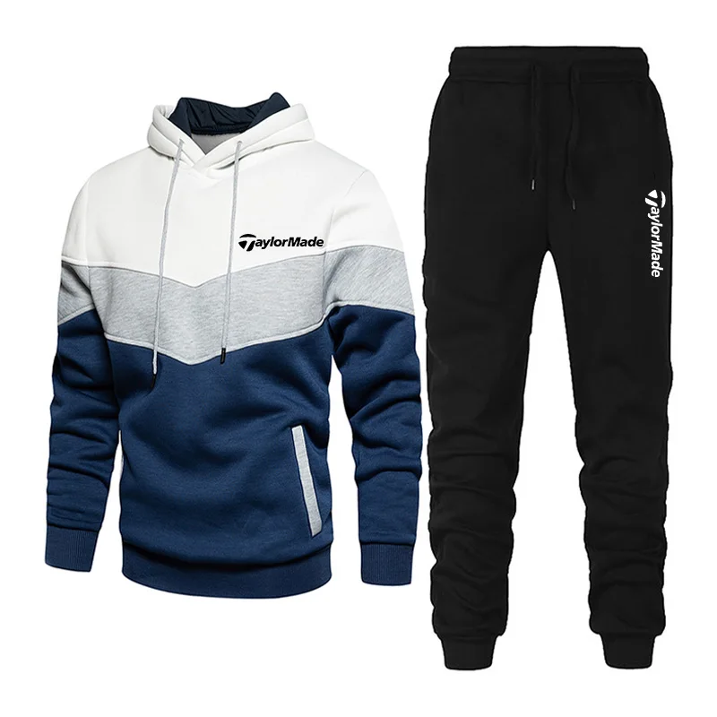 

Men's High Quality Tracksuit Panel Hoodie Sweater + Pants 2 Piece Casual Loose Fleece Warm Streetwear Men's Fashion Tracksuit