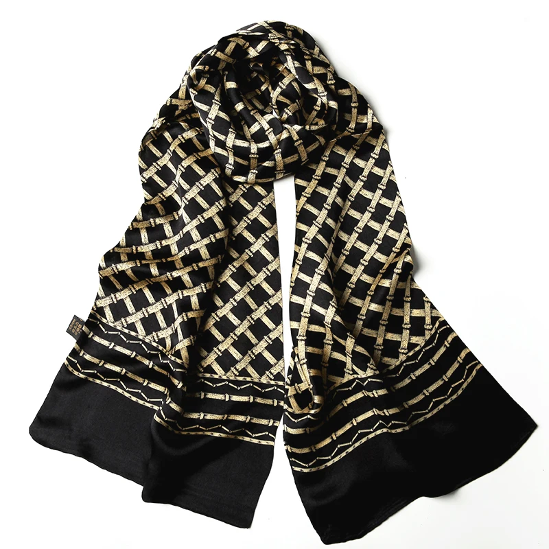 Мужской шарф из 100 шелка двухслойный шейный платок бамбуковый черный красный