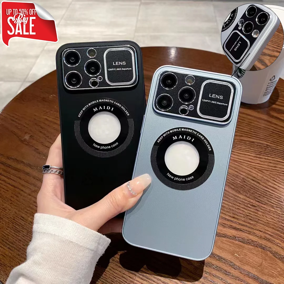 

Camera Protection Magnetic For Magsafe Wireless Charging Case for iPhone 14Pro 11 12 13 14 Pro Max Luxury Metal Hard Armor Cover