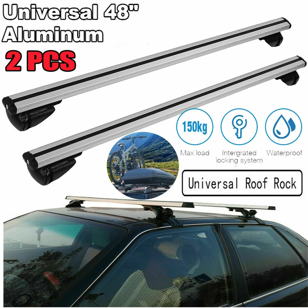

2x 48"Inch Car Roof Rack Cross Rail Bar Luggage Bicycle Boat Carrier Adjustable